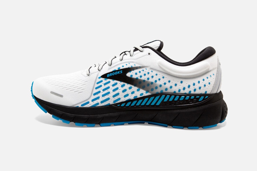 Brooks Running Shoes Mens White/Black/Blue - Adrenaline GTS 21 Road - 4810-BFMPJ